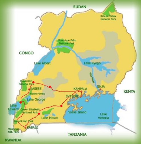 Uganda kartta
